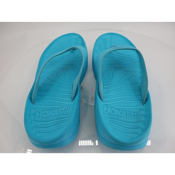 Hoka One One Ora Recovery Slide Mens 12 Blue Rubber Wedge Comfort Thong - Picture 7 of 11